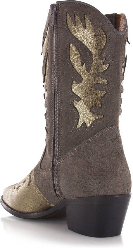 DWRS LABEL Bella Elefante Smoke Grijs Suede Cowboy laarzen Dames