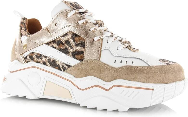 DWRS LABEL DWRS PLUTO leopard white sand Wit Leer Lage sneakers Dames