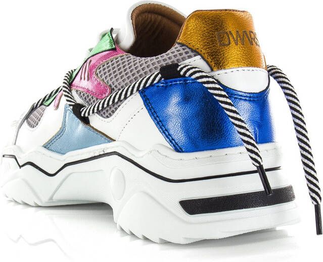 DWRS LABEL Jupiter | Lt.Grey Multi Grijs Leer Lage sneakers Dames