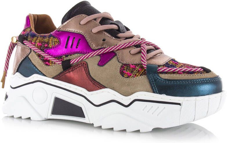 DWRS LABEL DWRS Jupiter tweed beige fuchsia Beige Leer Lage sneakers Dames