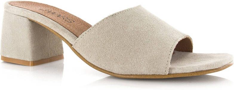 DWRS LABEL Marbella sand | suède hak Beige Suede Sandalen met hak Dames