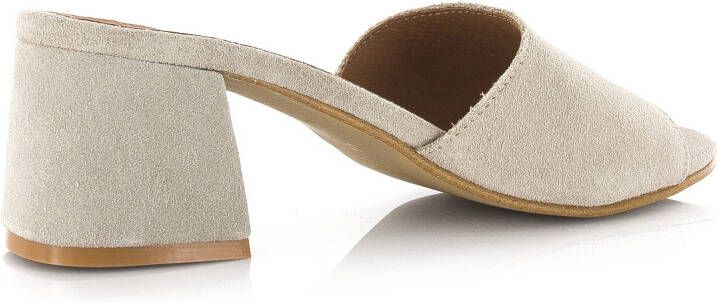 DWRS LABEL Marbella sand | suède hak Beige Suede Sandalen met hak Dames