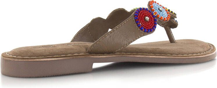 Lazamani Leren teenslipper Taupe Leer Teenslippers Dames