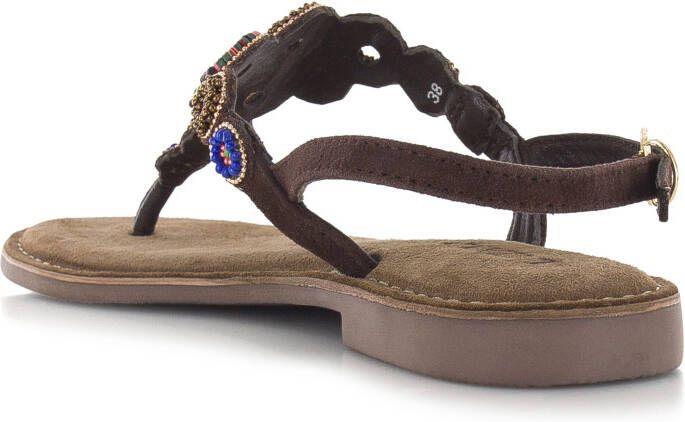 Lazamani Suède teensandaal Bruin Suede Platte sandalen Dames