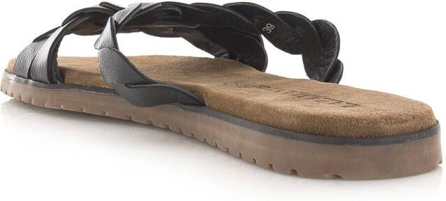 Lazamani zwarte leren slipper Zwart Leer Leren slippers Dames