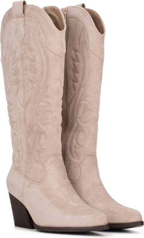 POELMAN CSHN18525-41PPSH1 cappuccino Beige Suedelook Cowboy laarzen Dames