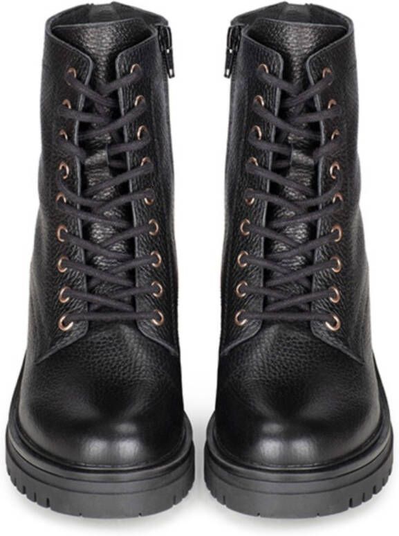 POELMAN leren veterboot zwart Leer Veterboots Dames