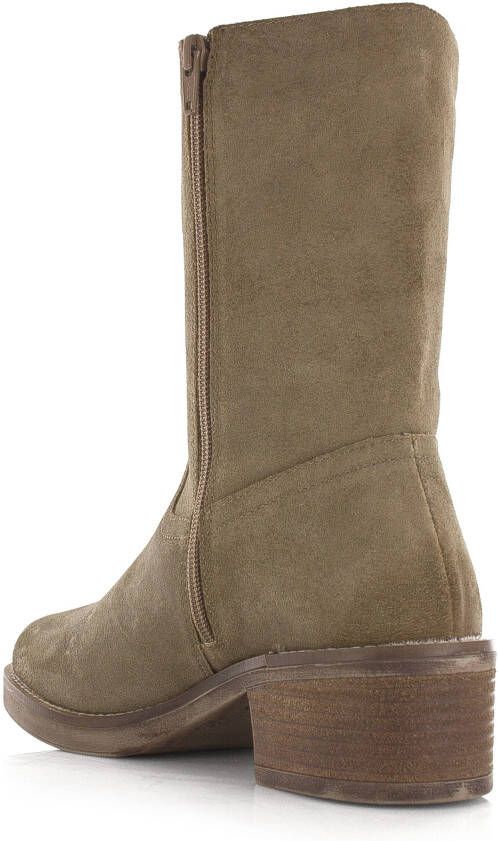 POELMAN suède enkellaarsjes cappuccino Beige Suede Enkellaars met hak Dames