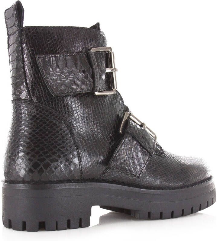 Shoecolate Bikerboot met ritssluiting Zwart Leer Biker boots Dames