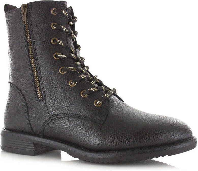 Shoecolate Leren veterboot met rits Zwart Leer Veterboots Dames