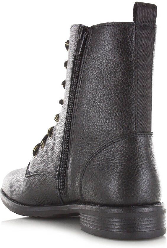 Shoecolate Leren veterboot met rits Zwart Leer Veterboots Dames