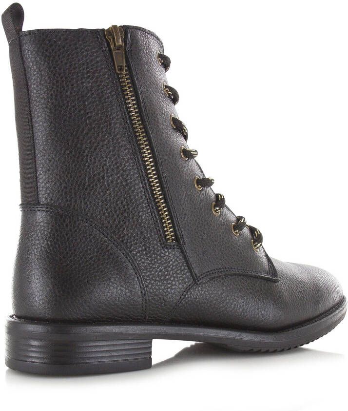 Shoecolate Leren veterboot met rits Zwart Leer Veterboots Dames