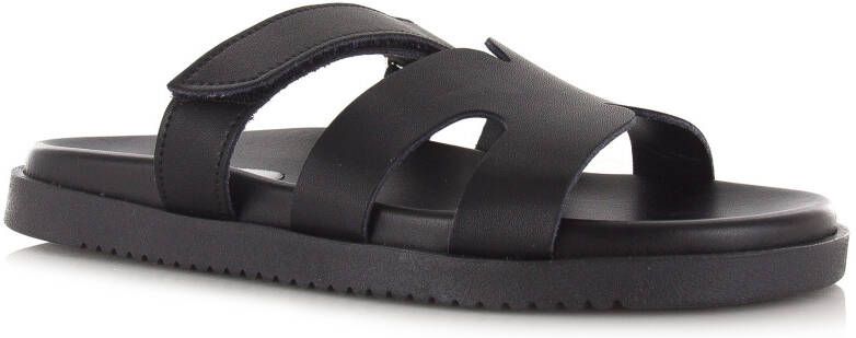 STEVE MADDEN Missile-E Zwart Leer Platte sandalen Dames