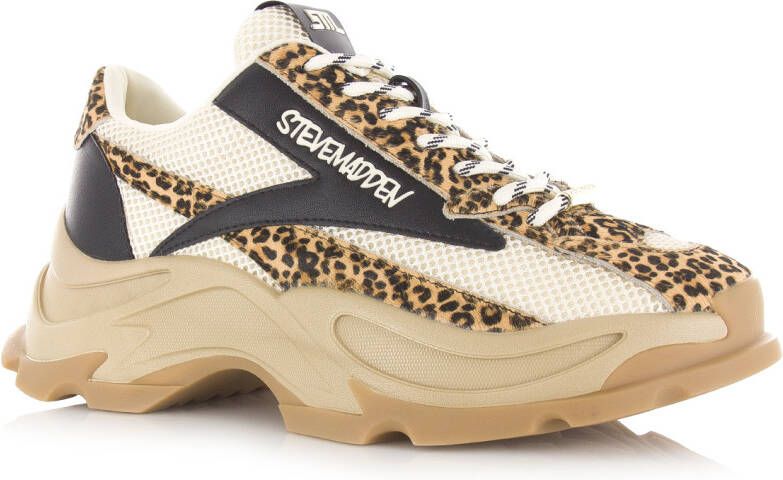 STEVE MADDEN Zoomz-L leopard multi Beige Mesh Lage sneakers Dames