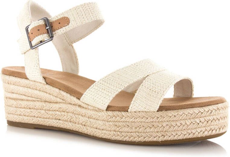 TOMS Audrey naturel | linnen sleehak s Beige Textiel Sandalen met hak Dames