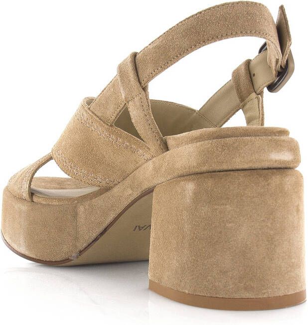 VIA VAI Elia Paisley | suède sandalen Beige Suede Sandalen met hak Dames