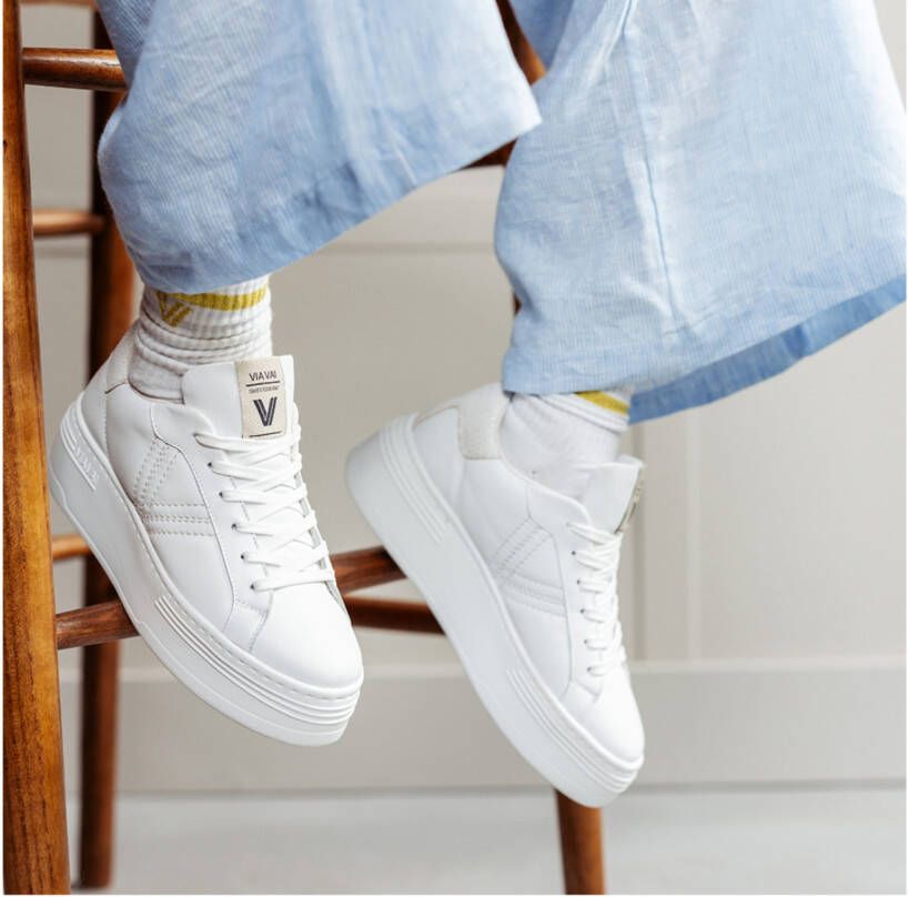 VIA VAI Isa Layne | Tropez Bianco Wit Leer Lage sneakers Dames