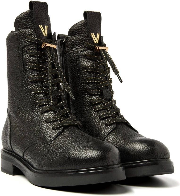 VIA VAI Juliette Abby leren veterboots Zwart Leer Veterboots Dames