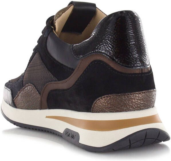 VIA VAI Nora Sooth Vectra combi Nero Zwart Leer Lage sneakers Dames