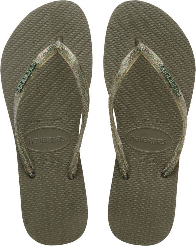 Havaianas Slim logo metallic Groen Rubber Teenslippers Dames