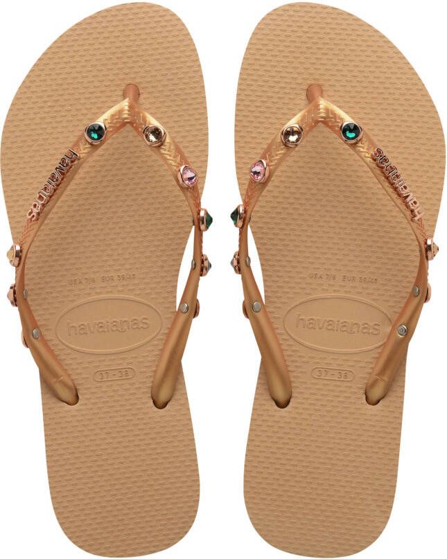 Havaianas Slim Luxury Gold | Swarovski Goud Rubber Teenslippers Dames