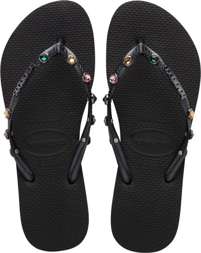 Havaianas Slim Luxury Swarovski-krista Zwart Rubber Teenslippers Dames