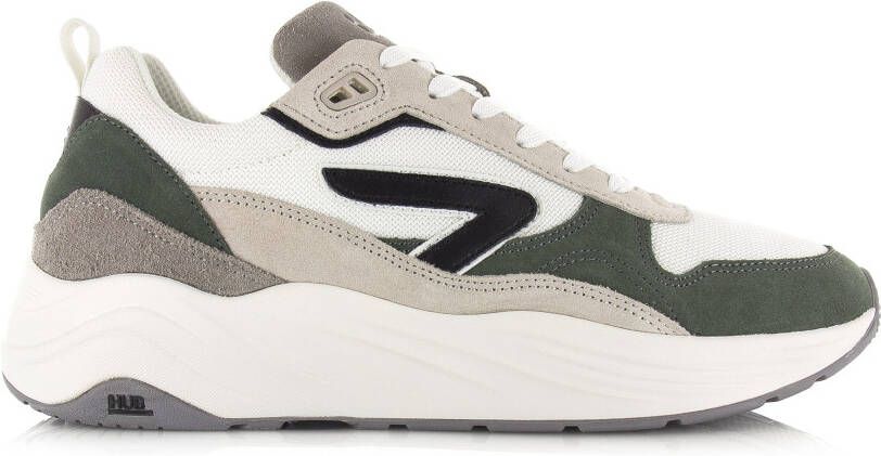 Hub Glide white black sage green grey Wit Suede Lage sneakers Heren