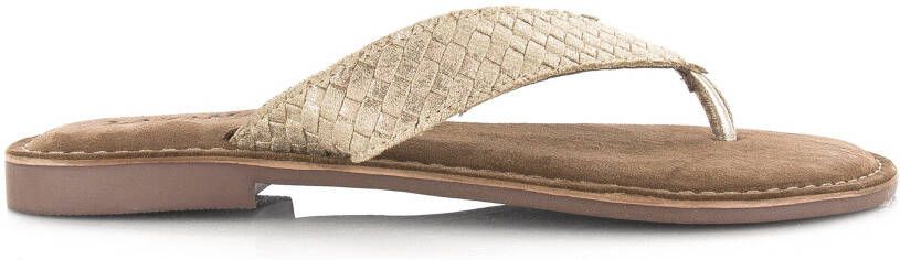 Lazamani Geweven slippers met lichte g Goud Leer Teenslippers Dames