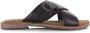 Lazamani Leren mules black met gekruis Zwart Leer Platte sandalen Dames - Thumbnail 1