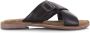 Lazamani Leren mules black met gekruis Zwart Leer Platte sandalen Dames - Thumbnail 2