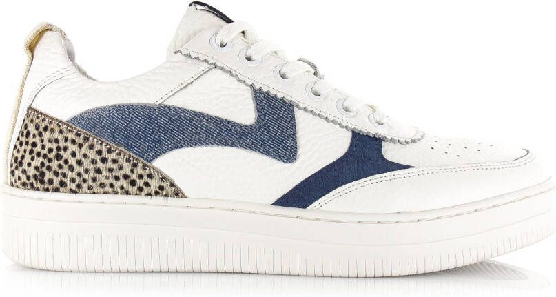 Maruti Mave | White Blue Denim Pixel Wit Leer Lage sneakers Dames