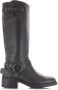 POELMAN Hoge leren biker boots met rits Zwart Leer Cowboy laarzen Dames - Thumbnail 2