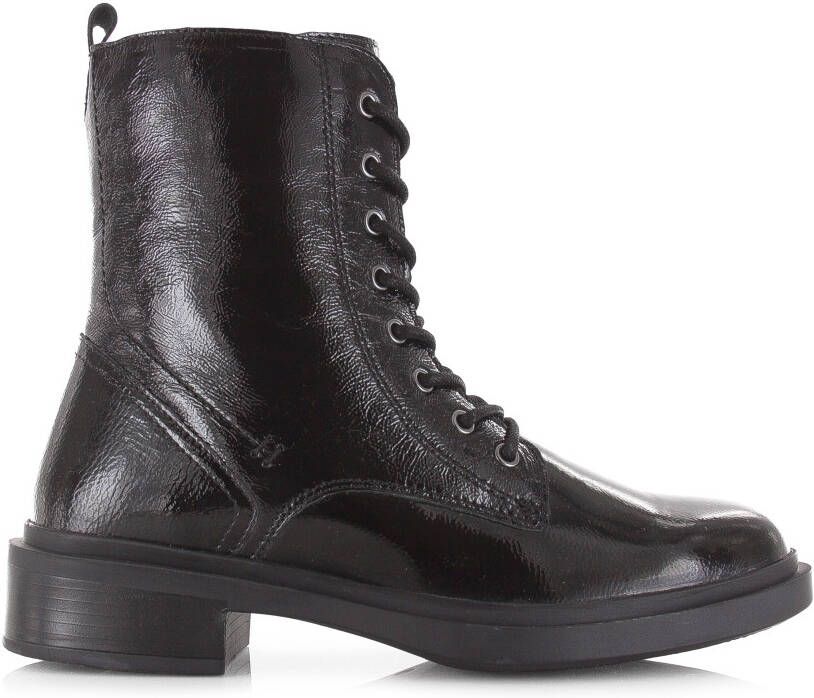 POELMAN Lakleren boot met rits Zwart Lakleer Veterboots Dames