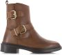 POELMAN Leren boot met goudkleurige gespen Cognac Leer Biker boots Dames - Thumbnail 2