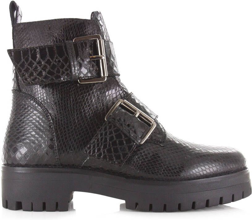 Shoecolate Bikerboot met ritssluiting Zwart Leer Biker boots Dames