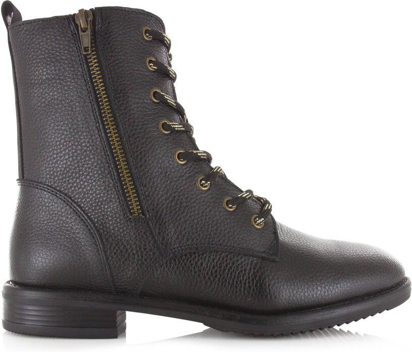 Shoecolate Leren veterboot met rits Zwart Leer Veterboots Dames