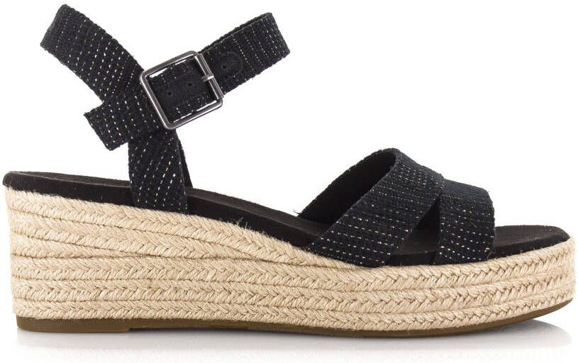 TOMS Audrey linnen sandalen met sleeha Zwart Textiel Sandalen met hak Dames