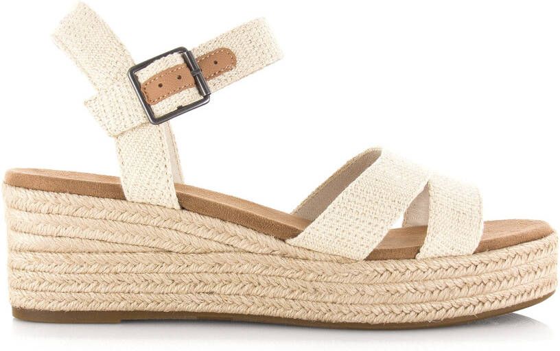 TOMS Audrey naturel | linnen sleehak s Beige Textiel Sandalen met hak Dames