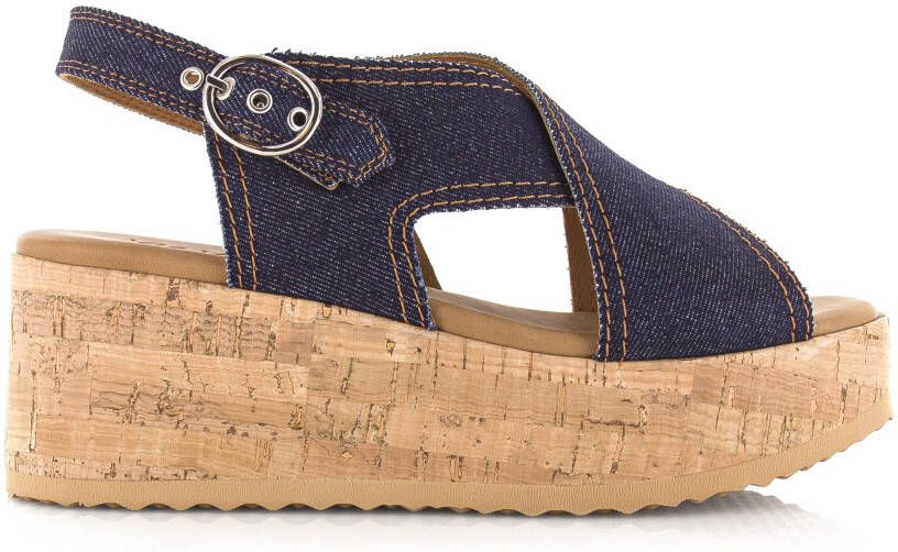 VIA VAI Sissel Capri | denim sandalen Blauw Textiel Sandalen met hak Dames