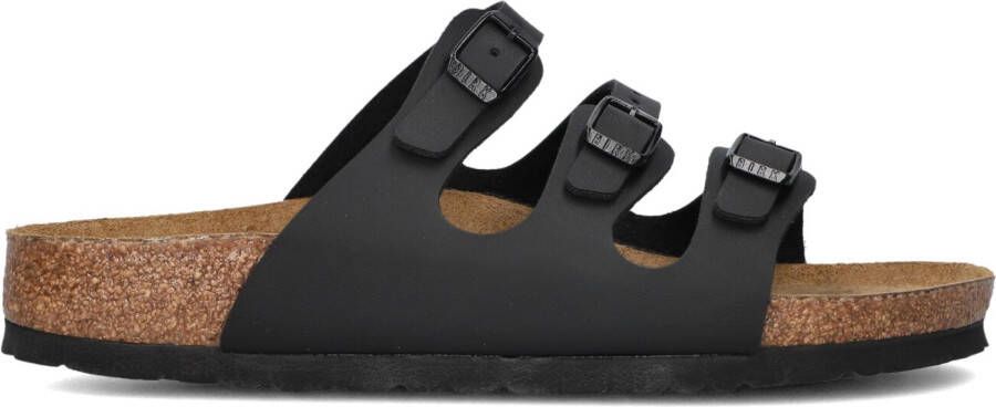 BIRKENSTOCK Slippers Dames Soft Foodbed Maat: 43 Materiaal: Leer Kleur: Zwart