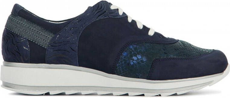 Durea Sneakers Dames Lage sneakers Damesschoenen Suède 6225 688 Pythonprint Blauw combi