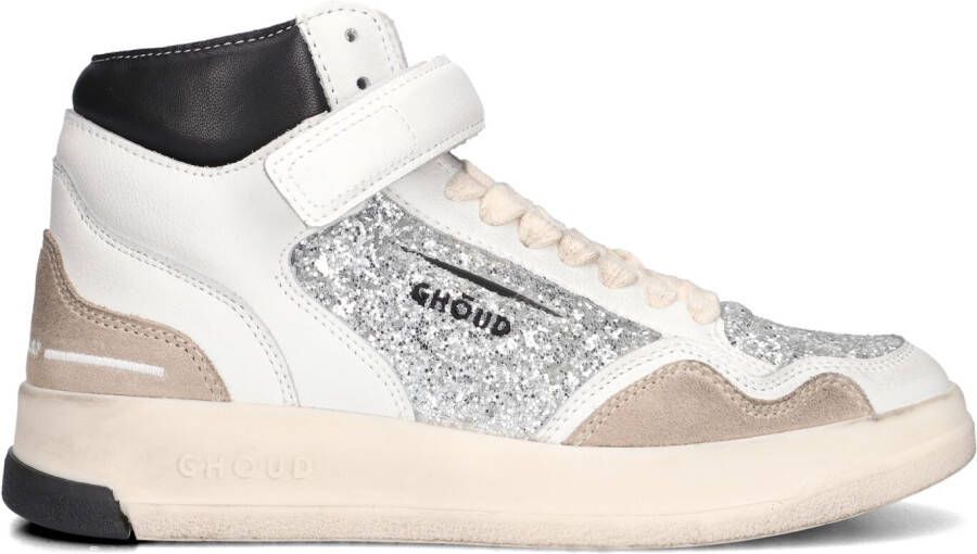 GHOUD Hoge Sneakers Dames Glitter Mid Sneaker Maat: 37 Materiaal: Leer Kleur: Zilver