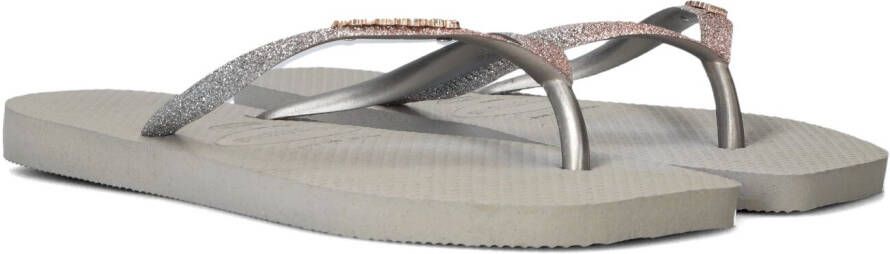 HAVAIANAS Slippers Dames Square Glitter Maat: 39 40 Materiaal: Rubber Kleur: Grijs