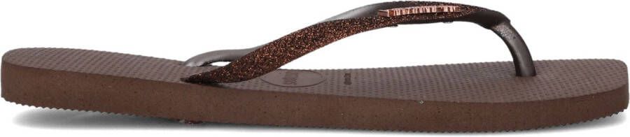 HAVAIANAS Teenslippers Dames Square Glitter Maat: 37 38 Materiaal: Rubber Kleur: Bruin