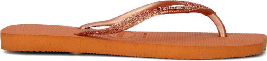 HAVAIANAS Teenslippers Dames Square Glitter Maat: 37 38 Materiaal: Rubber Kleur: Oranje