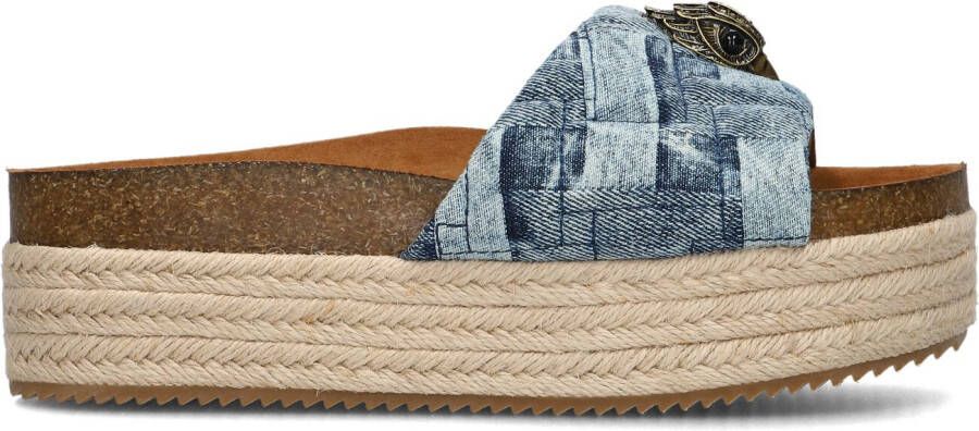 KURT GEIGER LONDON Slippers Dames Kensington Flatform Maat: 39 Materiaal: Textiel Kleur: Blauw