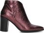 Lina Locchi Enkellaarsjes Dames Laarzen Damesschoenen Leer Slangenprint L1353 Roze - Thumbnail 2