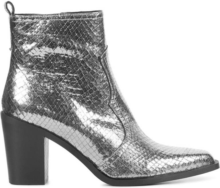 Lina Locchi Cowboylaarzen Dames Laarzen Damesschoenen Leer Slangenprint L1348 Zilver