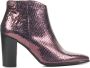 Lina Locchi Enkellaarsjes Dames Laarzen Damesschoenen Leer Slangenprint L1353 Roze - Thumbnail 2