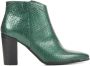 Lina Locchi Enkellaarsjes Dames Laarzen Damesschoenen Leer Slangenprint L1353 Groen - Thumbnail 2